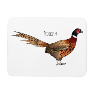 Ring-necked pheasant bird cartoon illustration magnet