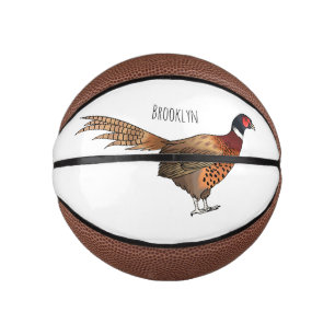 Ring-necked pheasant bird cartoon illustration mini basketball