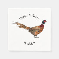 Ring-necked pheasant bird cartoon illustration