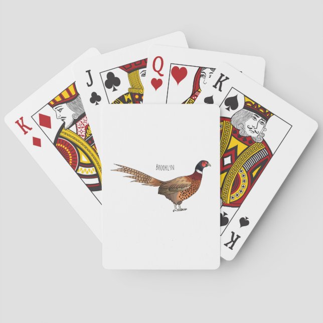 Ring-necked pheasant bird cartoon illustration  playing cards (Back)