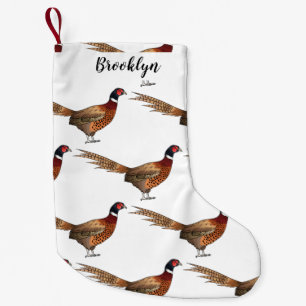 Ring-necked pheasant bird cartoon illustration small christmas stocking