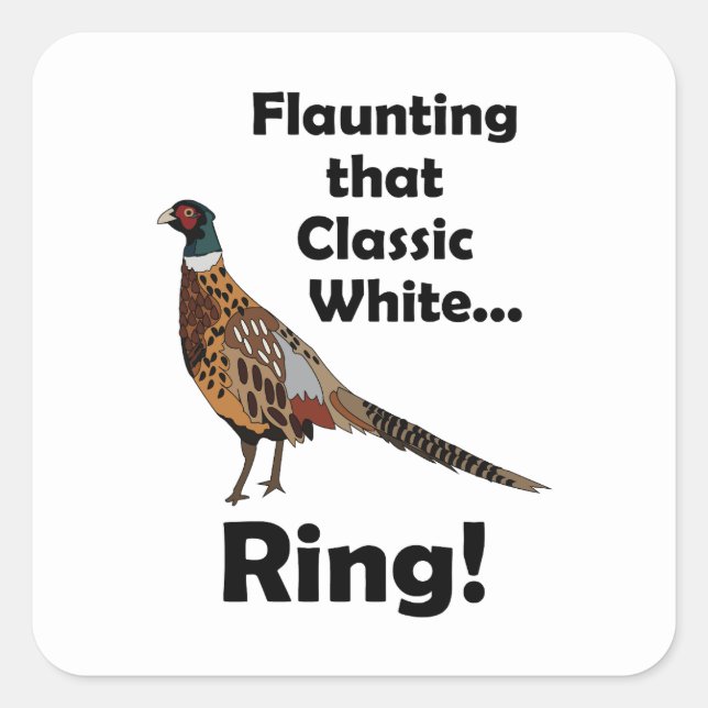 Ring-necked Pheasant Flaunting White Ring Birthday Square Sticker (Front)