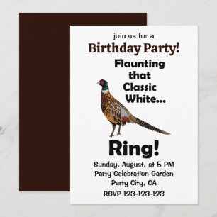 Ring-necked Pheasant Flaunting White Ring Party Invitation