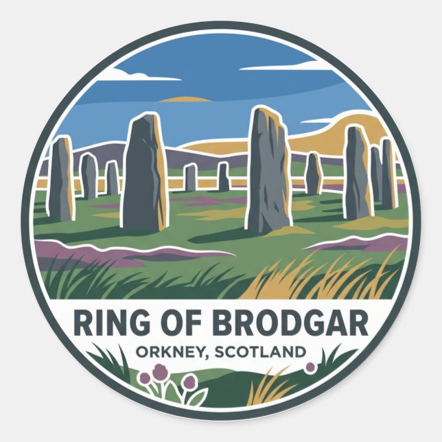 Ring of Brodgar Scotland Classic Round Sticker (Front)