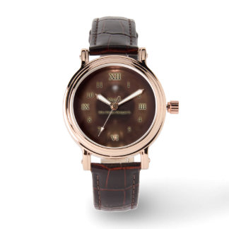 Ring Of Copper Mixed Numbers Rose Gold Leather Watch