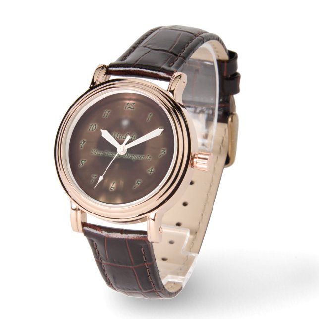 Ring Of Copper Rose Gold Leather Watch (Angle)