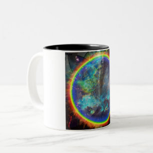 Ring of fire in space Two-Tone coffee mug