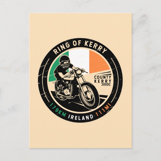 Ring of Kerry Ireland Motorcycle Postcard (Front)