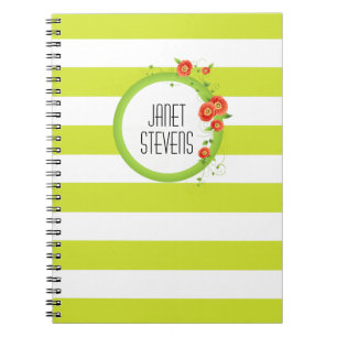 Ring of Poppies Personalised Striped Spiral Notebook