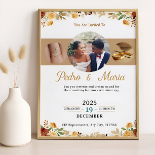 Ring Photo Floral Wedding Invitation Fall Garden 