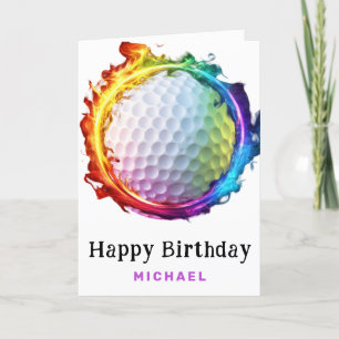 *~* Ring Rainbow Fire Golf Ball AP94 Birthday Card