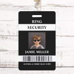 Ring Security Agent Photo ID Ring Bearer ID Badge<br><div class="desc">ID badge for the ring bearer/ ring security. Stylish black and white design with photo and bar code.</div>