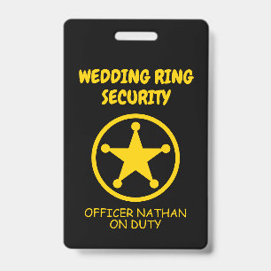 Ring security kid's badge for wedding ring bearer ID badge
