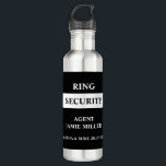 Ring Security Ring Bearer Agent  710 Ml Water Bottle<br><div class="desc">Make your ring bearer feel special with this custom name bottle. Bottle features agent style black and white design with text ring security and your wedding details . Click personalise to add your names or edit using design tool for further editing.</div>