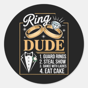 Ring Security Wedding Party Funny Ring Bearer 1 Classic Round Sticker