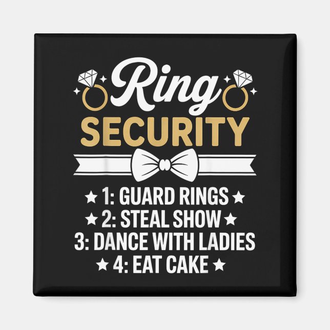 Ring Security Wedding Party Funny Ring Bearer 3 Magnet (Front)