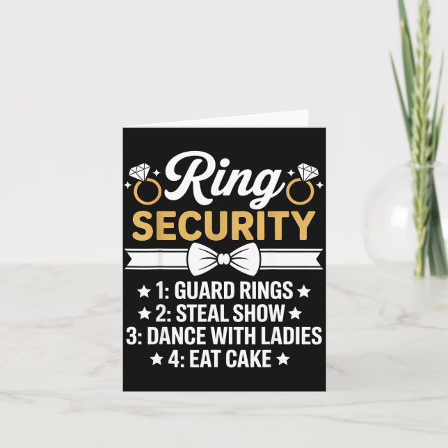 Ring Security Wedding Party Funny Ring Bearer Card (Front)