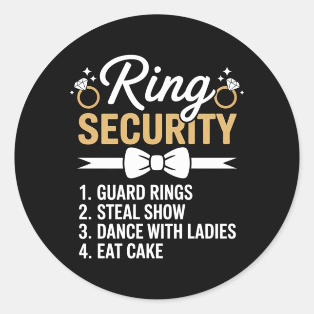 Ring Security Wedding Party Funny Ring Bearer Classic Round Sticker (Front)