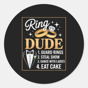 Ring Security Wedding Party Funny Ring Bearer  Classic Round Sticker