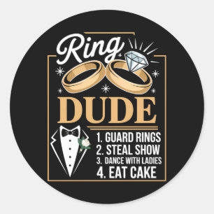 Ring Security Wedding Party Funny Ring Bearer Classic Round Sticker