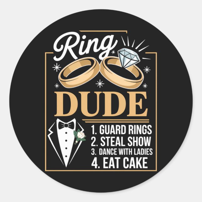 Ring Security Wedding Party Funny Ring Bearer Classic Round Sticker (Front)