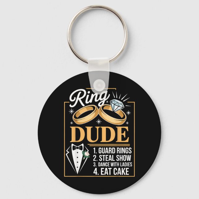 Ring Security Wedding Party Funny Ring Bearer Key Ring (Front)