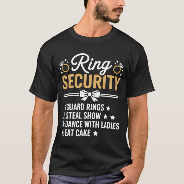 Ring Security Wedding Party Funny Ring Bearer T-Shirt (Front)