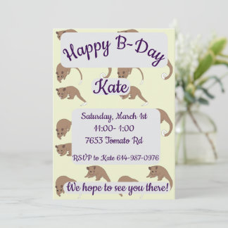 Ring Tail Possums Happy Birthday Invitation