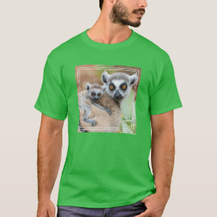 Ring-Tailed Lemur Baby on its Mother's Back T-Shirt