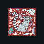 Ring Tailed Lemur Cute Floral Canvas Print<br><div class="desc">An illustration of a ring tailed lemur with floral elements</div>