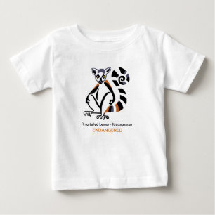  Ring-tailed LEMUR -Endangered animal graphic --  Baby T-Shirt
