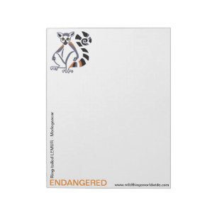 Ring-tailed LEMUR -Endangered animal - Notepad