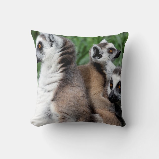 Ring-tailed Lemur Family Cushion (Front)