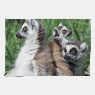 Ring-tailed Lemur Family Tea Towel