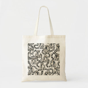 Ring-Tailed Lemurs Black and White Wildlife Tote Bag