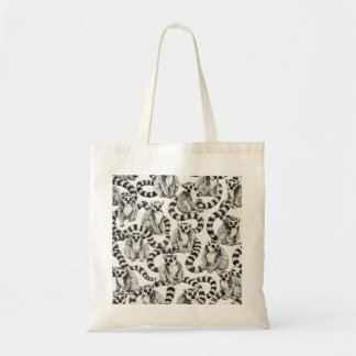 Ring-Tailed Lemurs Black and White Wildlife Tote Bag