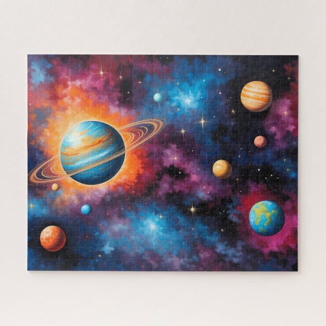 Ringed Planet Colourful Galaxy Space Puzzle (Horizontal)