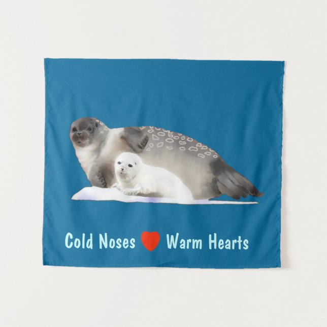 Ringed Seal - Cold Noses Warm Hearts Tapestry (Front (Horizontal))