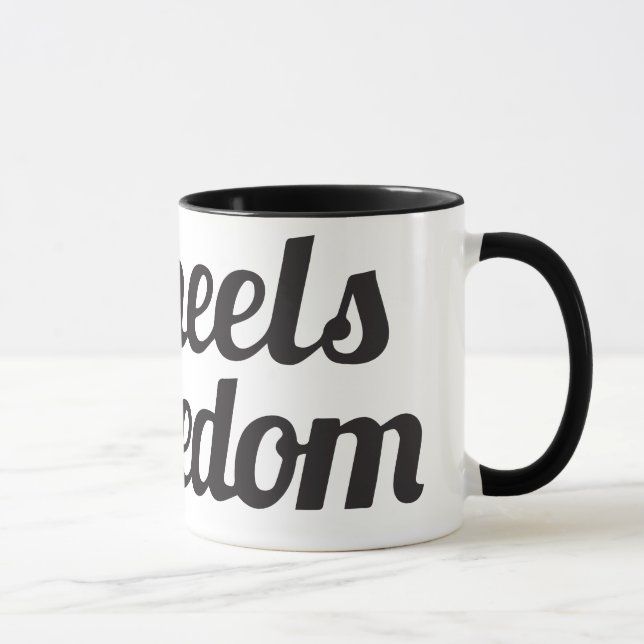 Ringer Two Wheels to Freedom mug (Right)