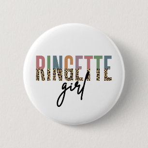 Ringette Girl Cheetah Print   Ringette Player 6 Cm Round Badge