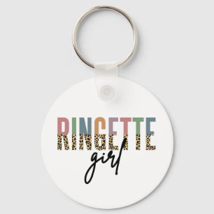 Ringette Girl Cheetah Print   Ringette Player Key Ring