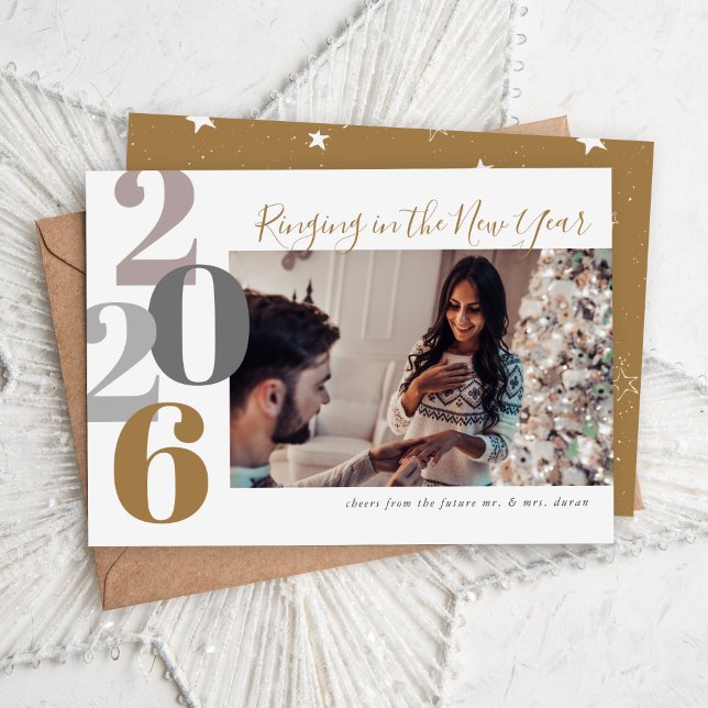 Ringing in the New Year Engagement Photo Holiday Card (Creator Uploaded)