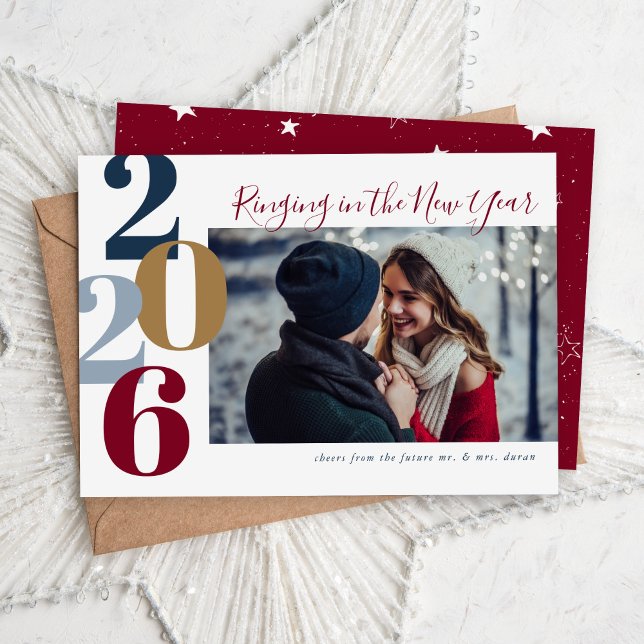 Ringing in the New Year Engagement Photo Holiday Card (Creator Uploaded)