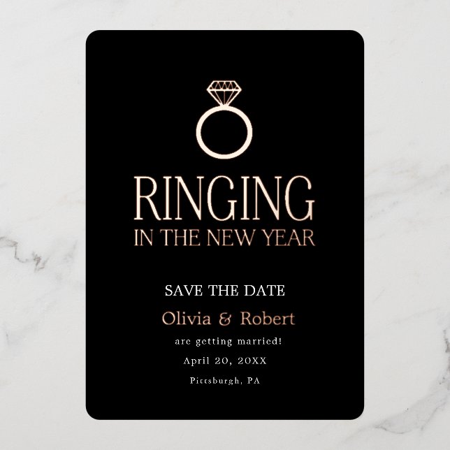 Ringing in the New Year Save the Date with Photo (Front)