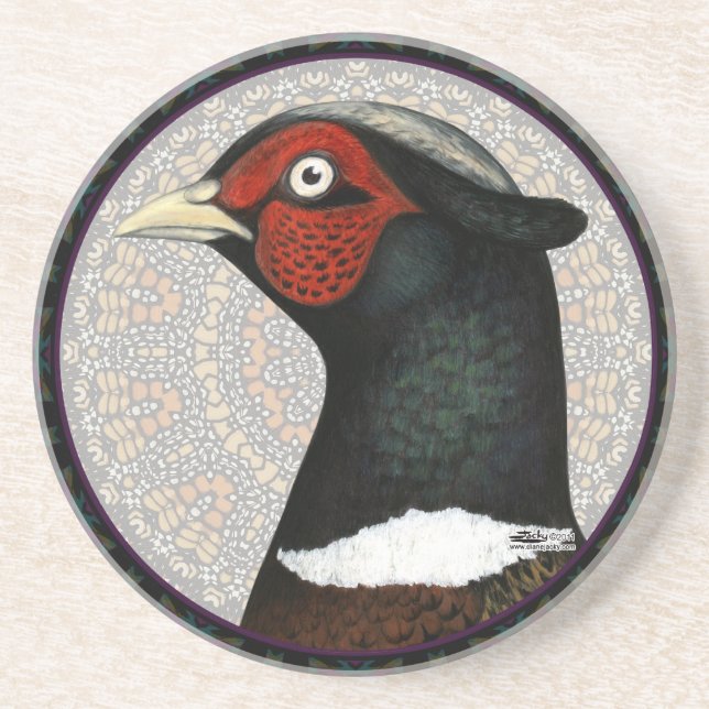 Ringneck Pheasant Circle Coaster (Front)