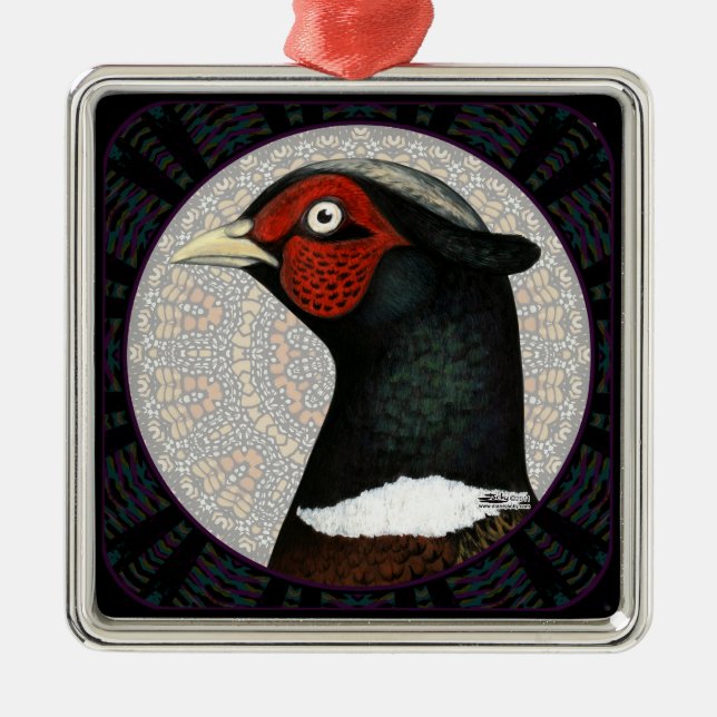Ringneck Pheasant Circle Metal Tree Decoration (Front)