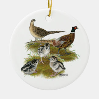 Ringneck Pheasant Family Ceramic Tree Decoration