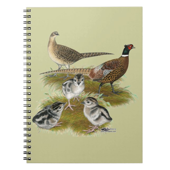 Ringneck Pheasant Family Spiral Notebook (Front)