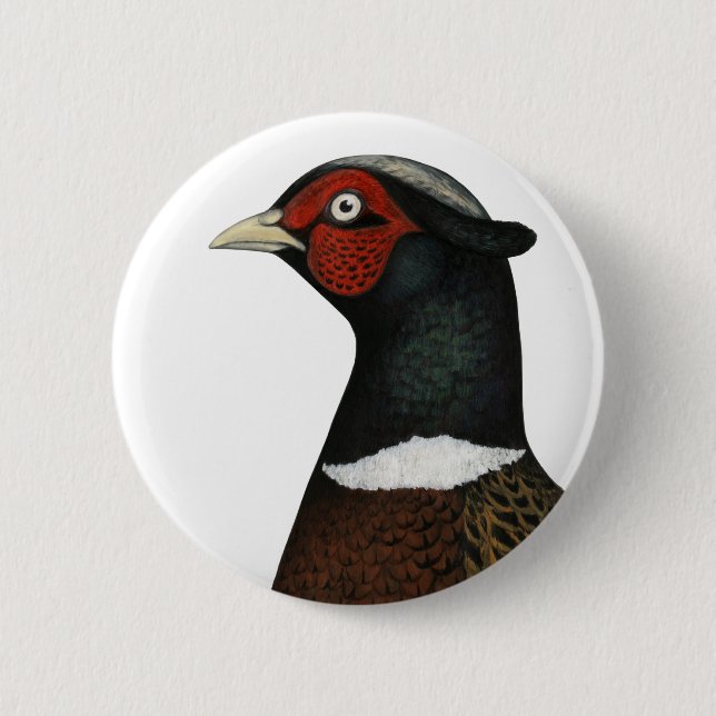 Ringneck Pheasant Head 6 Cm Round Badge (Front)