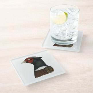 Ringneck Pheasant Head Glass Coaster